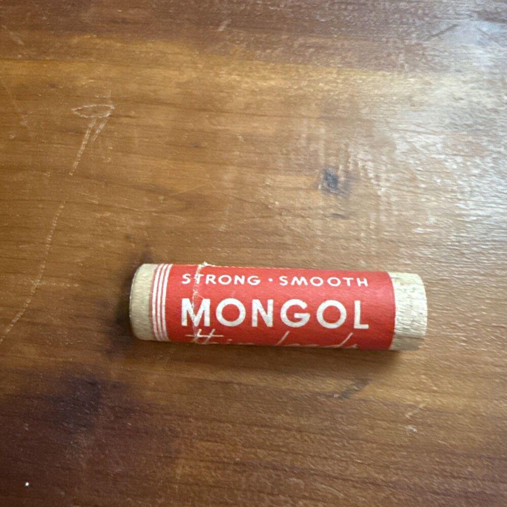 Vintage EBERHARF FABER MONGOL Red Thin Leads  3010/12 In Wooden Tube